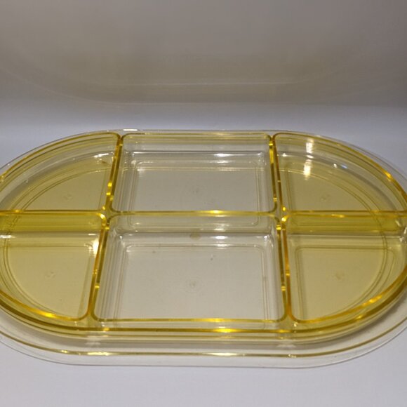 Vintage 70s Yellow André Morin Large Oval Serving Tray Party Buffet Platter - Picture 1 of 8